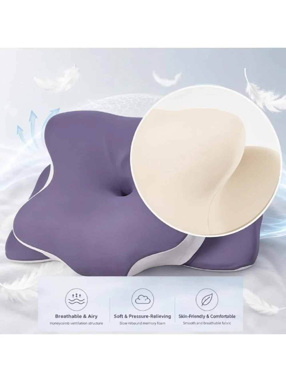 〽️Cooling Memory Foam Cervical Pillow Compact Orthopedic Neck Pain Relief